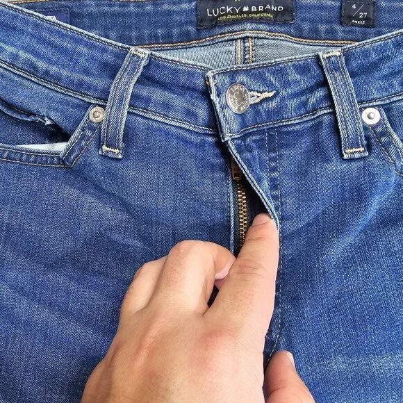 Lucky Brand Jeans Womens 4/27 Blue Hayden Skinny Medium Wash Stretch Denim 30x27 - Picture 9 of 11